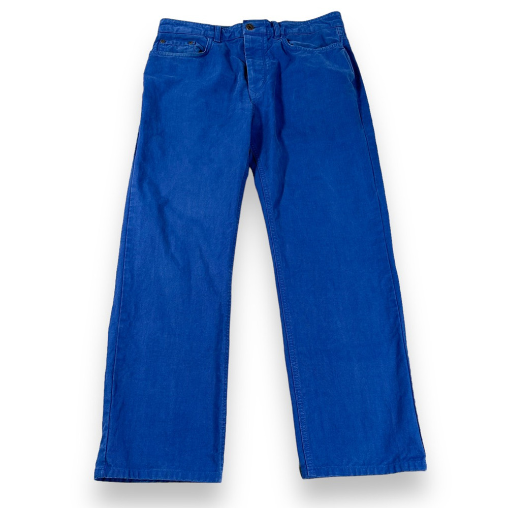 M&S North‎ Coast Straight Jeans Mens 32 Short Cobalt Blue Button Fly 5 Pocket